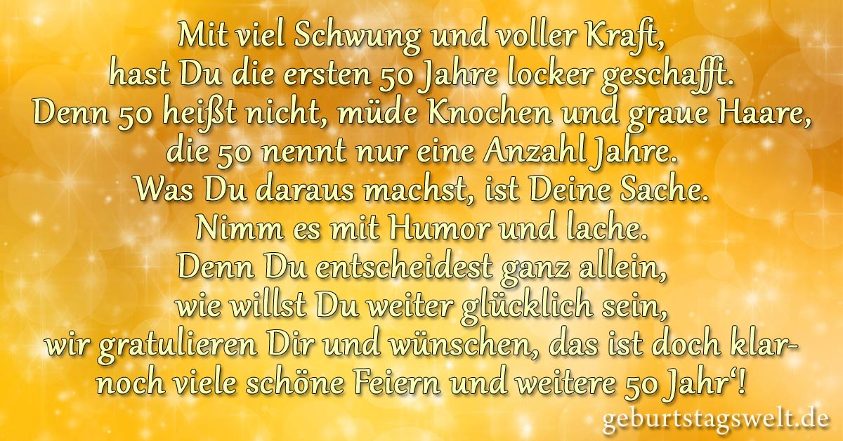 Lustige Geburtstagsspruche Zum 50 Gluckwunsche Versschmiede