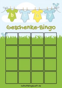 Babyparty Bingo Spiel