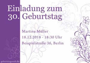 Geburtstagseinladung Floral 30.Geburtstag