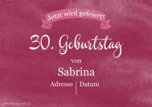 Geburtstagseinladung Geburtstagsparty 30.Geburtstag