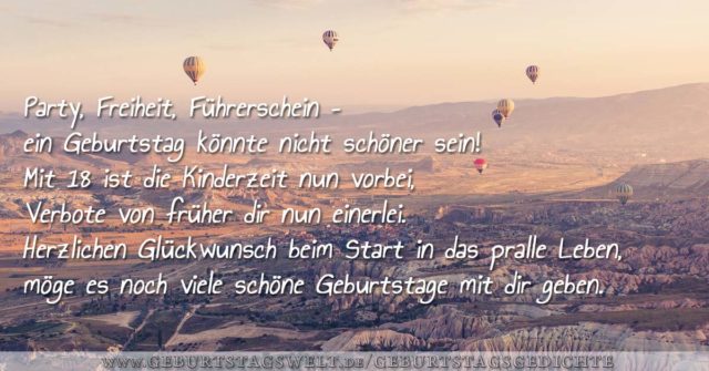 Gedicht zum 18. Geburtstag