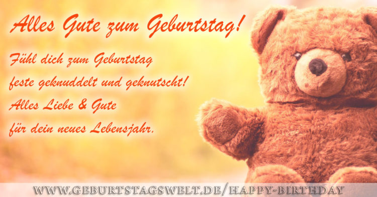 Fühl dich zum Geburtstag feste geknuddelt und geknutscht ...