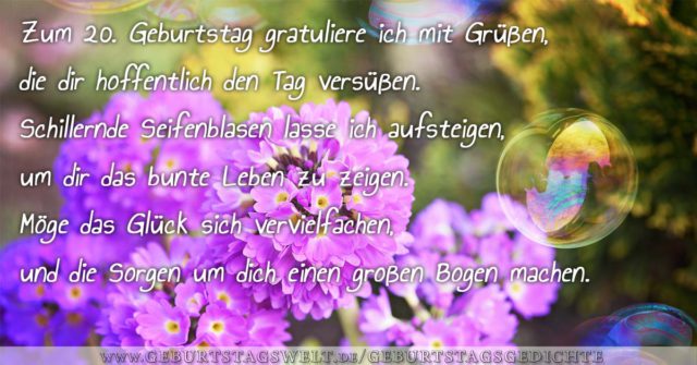 Spruch zum 20. Geburtstag