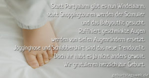 Statt Partyalarm gibt es nun Windelalarm